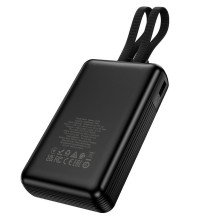 20000 mAh QC išorinė baterija PD 22,5W su integruotais laidais USB C+ „Lightning“ Hoco J162A juoda