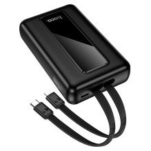 20000 mAh QC išorinė baterija PD 22,5W su integruotais laidais USB C+ „Lightning“ Hoco J162A juoda