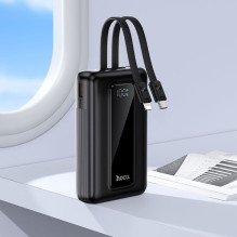 20000 mAh QC išorinė baterija PD 22,5W su integruotais laidais USB C+ „Lightning“ Hoco J162A juoda
