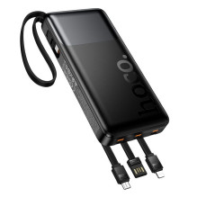 10000 mAh QC išorinė baterija PD 2A 22,5W su integruotais laidais USB A + USB C + Lightning + Micro USB Hoco J156 juoda 10000 mAh QC išorinė baterija PD 2A 22,5W su integruotais laidais USB A + USB C + Lightning + Micro USB Hoco J156 juoda