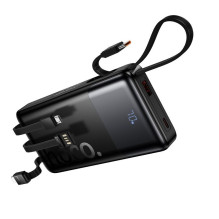 10000 mAh QC išorinė baterija PD 2A 22,5W su integruotais laidais USB A + USB C + Lightning + Micro USB Hoco J156 juoda 10000 mAh QC išorinė baterija PD 2A 22,5W su integruotais laidais USB A + USB C + Lightning + Micro USB Hoco J156 juoda