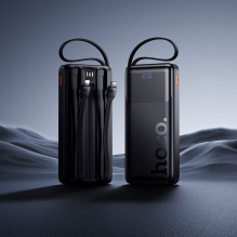10000 mAh QC išorinė baterija PD 2A 22,5W su integruotais laidais USB A + USB C + Lightning + Micro USB Hoco J156 juoda 10000 mAh QC išorinė baterija PD 2A 22,5W su integruotais laidais USB A + USB C + Lightning + Micro USB Hoco J156 juoda