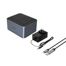 „Orico 6626C3-C-V1“ 2 diskų prijungimo stotelė su neprisijungusio klonavimo funkcija, 2,5 colio / 3,5 colio SATA HDD / S