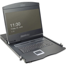 DIGITUS 19" 1HE TFT konsoles panelis vācu izkārtojums 8 portu skārienpaliktnis Black DIGITUS 19" 1HE TFT konsoles panelis vācu izkārtojums 8 portu skārienpaliktnis Black