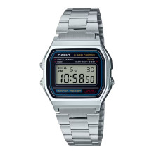 CASIO A158WA-1DF Vintažinis unisex skaitmeninis laikrodis su nerūdijančio plieno dirželiu, juodas / Silver CASIO A158WA-1DF Vintažinis unisex skaitmeninis laikrodis su nerūdijančio plieno dirželiu, juodas / Silver