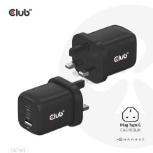Club 3D Club3D travel charger 65W GAN technology, 3 ports (2xUSB-C + USB-A), PPS, Power Delivery(PD) 3.0 support Club 3D Club3D travel charger 65W GAN technology, 3 ports (2xUSB-C + USB-A), PPS, Power Delivery(PD) 3.0 support