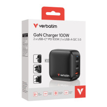 Verbatim Mini GaN Charger 100W 3-Port US / EU / UK Adapter 32230