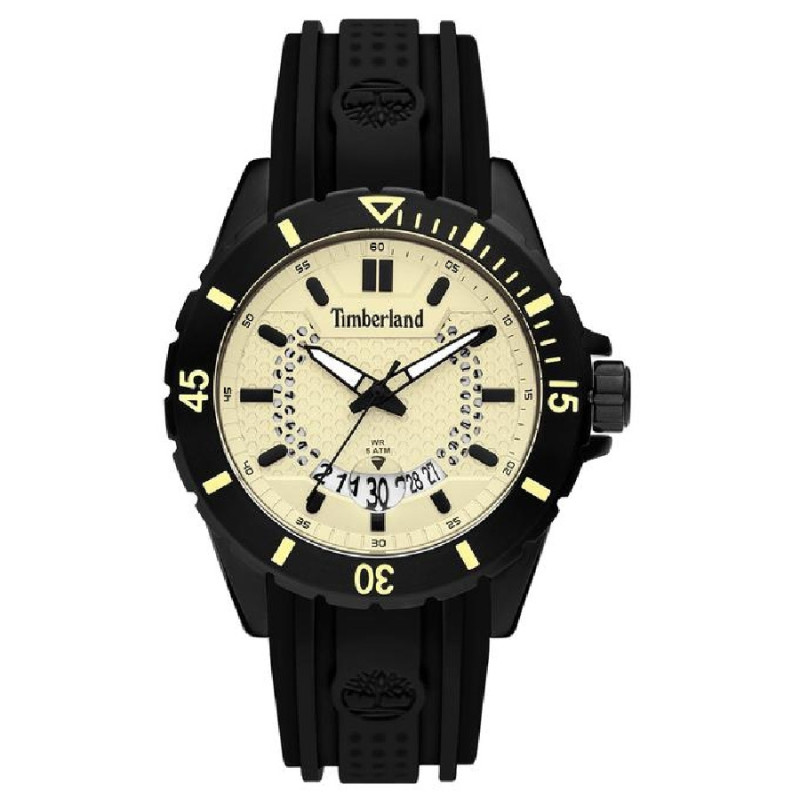 Laikrodis TIMBERLAND Vyrams 15578JSB-14P (MEDFORD 46MM Beige 3H Data Black Silikonas)