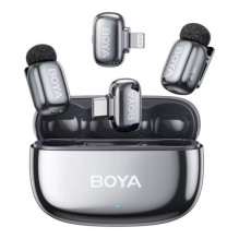 BOYA Microphone Wireless Mini 2-01 2.4GHz, AI Powered Noise Cancellation with 2 transmitters and 2 receivers (Type-C and