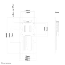 Neomounts Adaptera plāksne ar augstuma regulēšanu 1TFT melna Maks.8KG