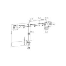 Double Desk Mount with Clamp 2x LCD max. 32" max. Load 2x 8kg with Tilt and Swivel Black