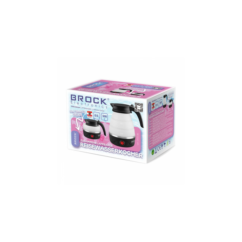 Saliekama ceļojumu tējkanna BROCK WK 0904 BK 0.5L 500W (4752131003868)