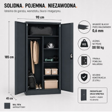 Iron Mate SATURN Metal Utility Cupboard 185x90x45 Anthracite RAL7016 Iron Mate SATURN Metal Utility Cupboard 185x90x45 Anthracite RAL7016