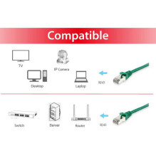 Equip Patch cable Cat6 S / FTP 2xRJ45 25.00m Green LSZH Polybag