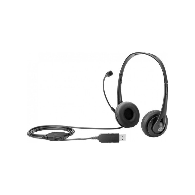 HP Stereo USB Headset T1A67AA Black