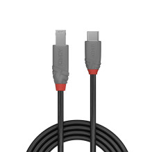 USB kabelis - LINDY Anthra Line USB 3.2 Type C į B Laidas, M / M, 5Gbps, 4.5W, 1 m, Juodas