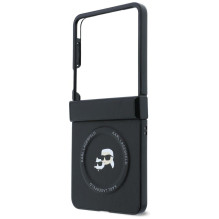 KARL LAGERFELD case for SAMSUNG GALAXY Z FLIP 8 compatible with MagSafe (Karl&amp;Choupette Saffiano Pins) black