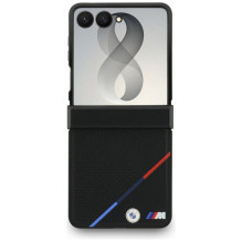 BMW case for SAMSUNG GALAXY Z FLIP 8 compatibile with MagSafe (Leather Perforated Tricolor Stripe Metal Logos) black BMW case for SAMSUNG GALAXY Z FLIP 8 compatibile with MagSafe (Leather Perforated Tricolor Stripe Metal Logos) black