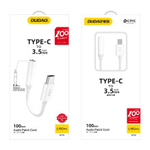 Audio adapteris Dudao L16CPro USB-C to 3.5mm baltas Audio adapteris Dudao L16CPro USB-C to 3.5mm baltas