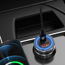 Automobilinis įkroviklis Dudao R4Max 55W USB-C / USB-A pilkas