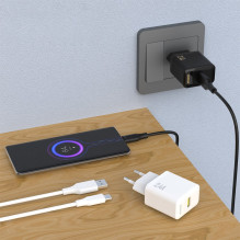 Įkroviklis Dudao A23T 12W USB-A + USB-A to USB-C cable 1.0m juodas Įkroviklis Dudao A23T 12W USB-A + USB-A to USB-C cable 1.0m juodas