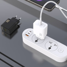 Įkroviklis Dudao A27C GaN 25W USB-C + USB-C to USB-C cable 1.0m baltas Įkroviklis Dudao A27C GaN 25W USB-C + USB-C to USB-C cable 1.0m baltas
