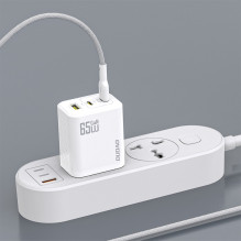 Įkroviklis Dudao A29C GaN 65W 2xUSB-C / USB-A + USB-C to USB-C cable 1.0m baltas