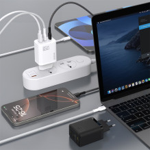 Įkroviklis Dudao A29C GaN 65W 2xUSB-C / USB-A + USB-C to USB-C cable 1.0m juodas Įkroviklis Dudao A29C GaN 65W 2xUSB-C / USB-A + USB-C to USB-C cable 1.0m juodas
