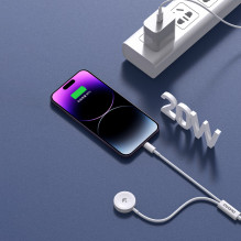 USB kabelis Dudao A12MAX-2in1 USB-C to iWatch / Lightning 20W 1.2m baltas USB kabelis Dudao A12MAX-2in1 USB-C to iWatch / Lightning 20W 1.2m baltas
