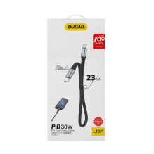 USB kabelis Dudao L10P USB-C to Lightning 20W 0.23m juodas USB kabelis Dudao L10P USB-C to Lightning 20W 0.23m juodas
