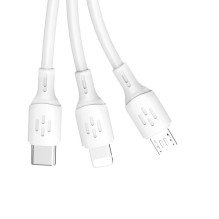 USB kabelis Dudao L8A-3in1 USB-A to USB-C / MicroUSB / Lightning 6A 1.2m baltas USB kabelis Dudao L8A-3in1 USB-A to USB-C / MicroUSB / Lightning 6A 1.2m baltas
