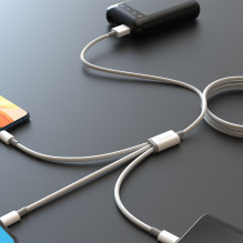USB kabelis Dudao L8s-3in1 USB-A to USB-C / MicroUSB / Lightning 100W 1.2m baltas USB kabelis Dudao L8s-3in1 USB-A to USB-C / MicroUSB / Lightning 100W 1.2m baltas