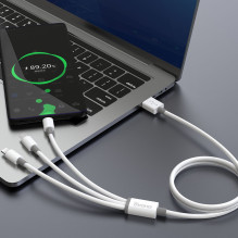 USB kabelis Dudao L8s-3in1 USB-A to USB-C / MicroUSB / Lightning 100W 1.2m baltas USB kabelis Dudao L8s-3in1 USB-A to USB-C / MicroUSB / Lightning 100W 1.2m baltas
