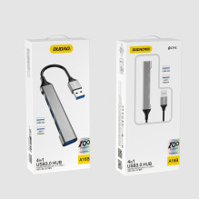 USB šakotuvas Dudao A16B 4-in-1 adapter USB-A to 4xUSB3.0 pilkas USB šakotuvas Dudao A16B 4-in-1 adapter USB-A to 4xUSB3.0 pilkas