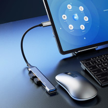 USB šakotuvas Dudao A16T 4-in-1 adapter USB-C to 3xUSB2.0 + USB3.0 pilkas USB šakotuvas Dudao A16T 4-in-1 adapter USB-C to 3xUSB2.0 + USB3.0 pilkas
