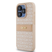 DKNY DKNY Leather Mono Stripe & Metal Logo case for iPhone 15 Pro - pink DKNY DKNY Leather Mono Stripe & Metal Logo case for iPhone 15 Pro - pink