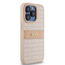 DKNY DKNY Leather Mono Stripe & Metal Logo case for iPhone 15 Pro - pink DKNY DKNY Leather Mono Stripe & Metal Logo case for iPhone 15 Pro - pink
