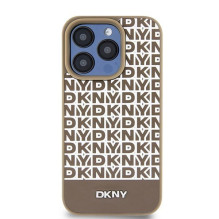 DKNY DKNY Leather Printed Pattern Metal Logo MagSafe Case for iPhone 15 Pro Max - Brown DKNY DKNY Leather Printed Pattern Metal Logo MagSafe Case for iPhone 15 Pro Max - Brown