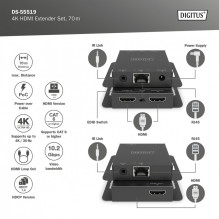 Przedłużacz / HDMI plėstuvas 4K 30Hz 70m po skretce Cat.5e / 6 / 7 / 8 HDCP 1.4 EDID IR PoC, rinkinys Przedłużacz / HDMI plėstuvas 4K 30Hz 70m po skretce Cat.5e / 6 / 7 / 8 HDCP 1.4 EDID IR PoC, rinkinys