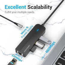 Įvesties / išvesties šakotuvas 5 viename USB-C / 0,15 m TGOBB VENTION Įvesties / išvesties šakotuvas 5 viename USB-C / 0,15 m TGOBB VENTION