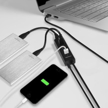 Įvesties / išvesties šakotuvas USB3.0 4 prievadų įkrovimas / su kintamąja srove 1.2M HUE-S2BP AXAGON