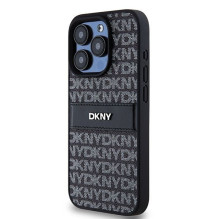 DKNY DKNY Leather Mono Stripe &amp; Metal Logo case for iPhone 15 Pro - black