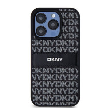 DKNY DKNY Leather Mono Stripe &amp; Metal Logo case for iPhone 15 Pro - black
