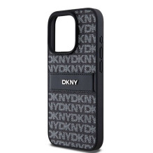 DKNY DKNY Leather Mono Stripe &amp; Metal Logo case for iPhone 15 Pro - black