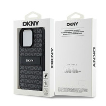 DKNY DKNY Leather Mono Stripe &amp; Metal Logo case for iPhone 15 Pro - black