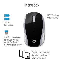 HP belaidė pelė 200 USB-A 3 mygtukai Silver / Juoda HP belaidė pelė 200 USB-A 3 mygtukai Silver / Juoda