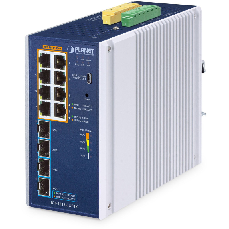 Switch Planet Industrial L2 / L4 8-portu PoE++ pārvaldāms tīkla slēdzis IGS-4215