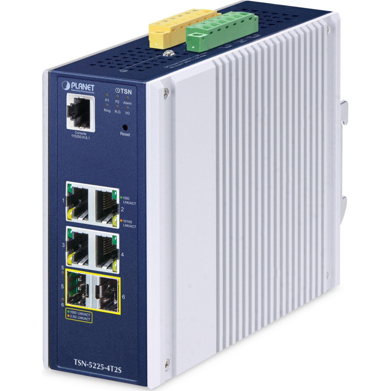 Switch Planet PLANET TSN-5225-4T2S pārvaldāms L2+ Gigabit Ethernet (10 / 100 / 1000) tīkla savienotājs Alumīnijs, Blue