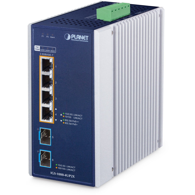 Switch D-Link Planet rūpnieciskais 4 portu PoE++ slēdzis IGS-1000-4UP2X
