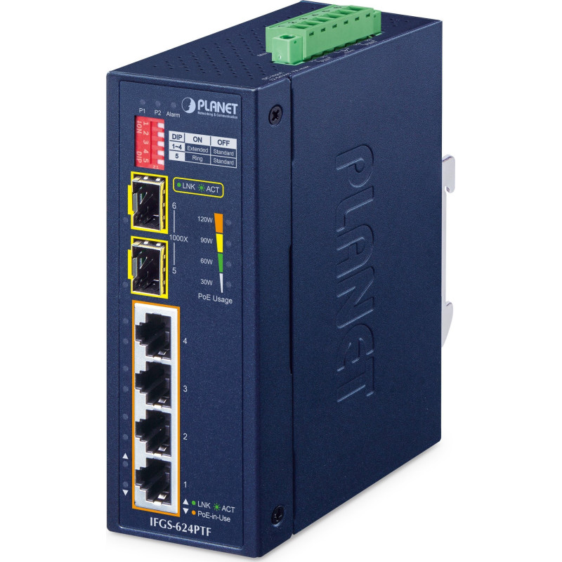 PLANET tīkla ierīce Neslāņots Fast Ethernet (10 / 100) ar PoE atbalstu Blue